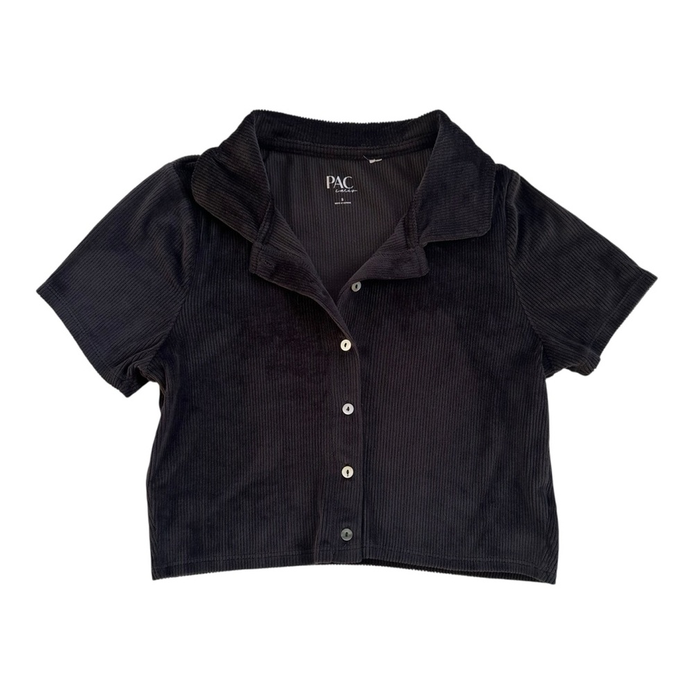 Black soft corduroy crop top